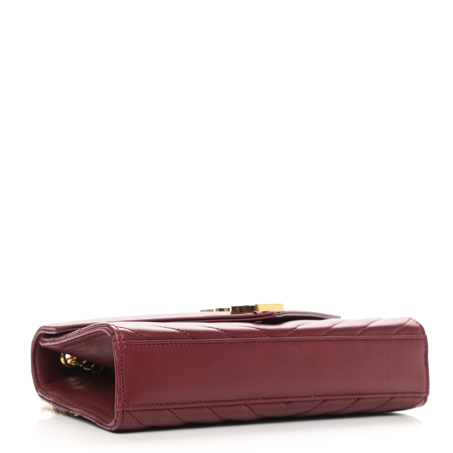 Saint Laurent Lambskin Matelasse Chevron Small Monogram Satchel Oxblood 3 of 9