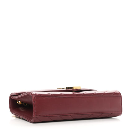 Saint Laurent Lambskin Matelasse Chevron Small Monogram Satchel Oxblood 3 of 9