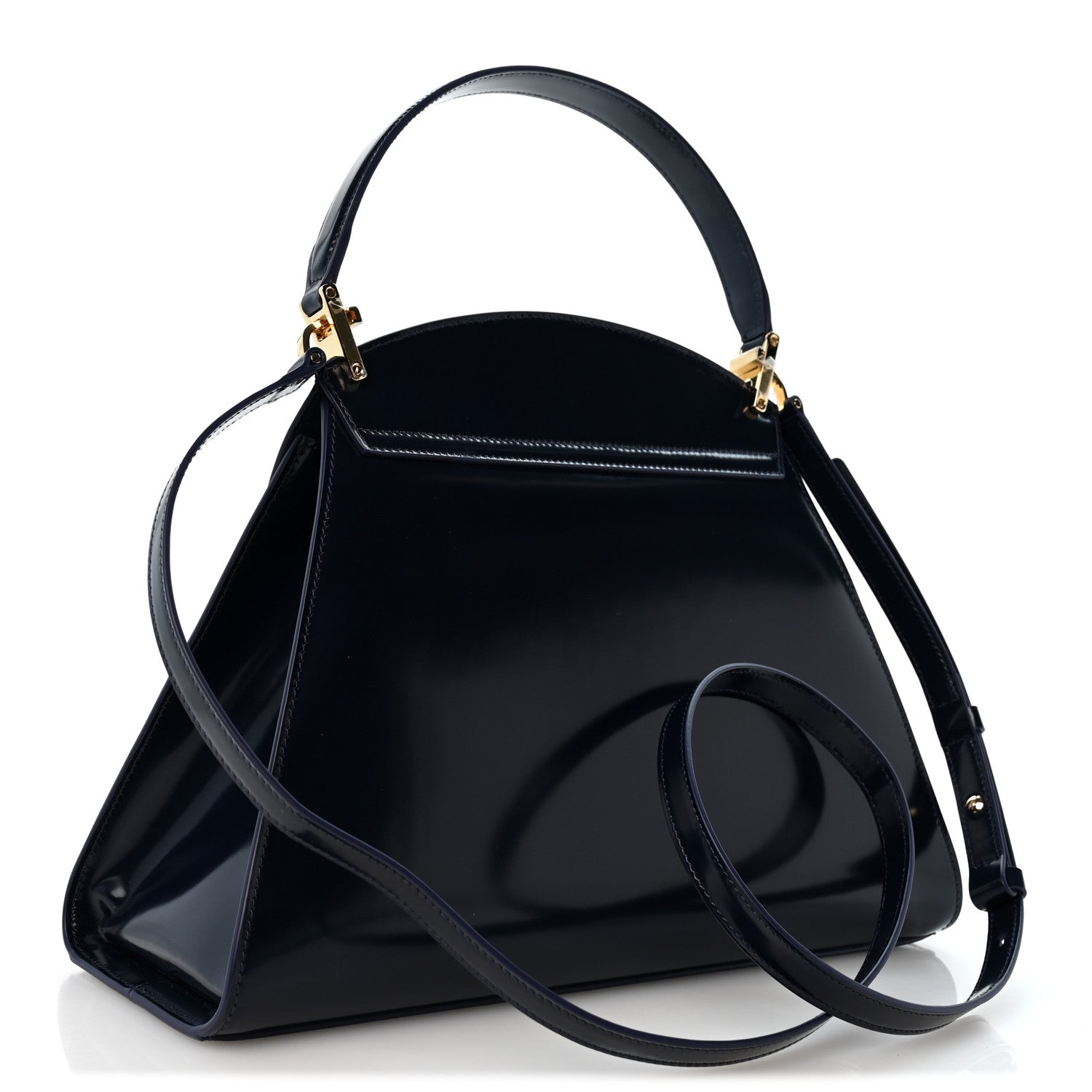Salvatore Ferragamo Brushed Calfskin Medium Prisma Shoulder Bag Midnight 3 of 12