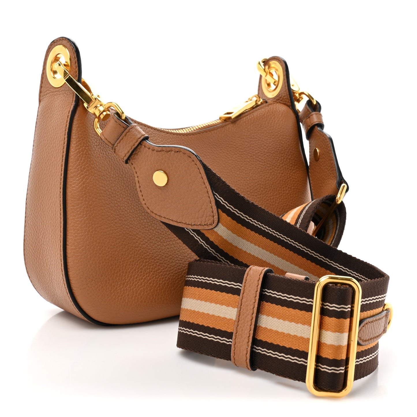 Vitello Phenix Small Zippered Messenger Hobo Cammeo