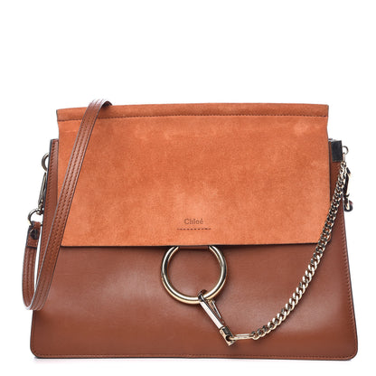 Chloe Suede Calfskin Medium Faye Shoulder Bag Tobacco 1 of 12
