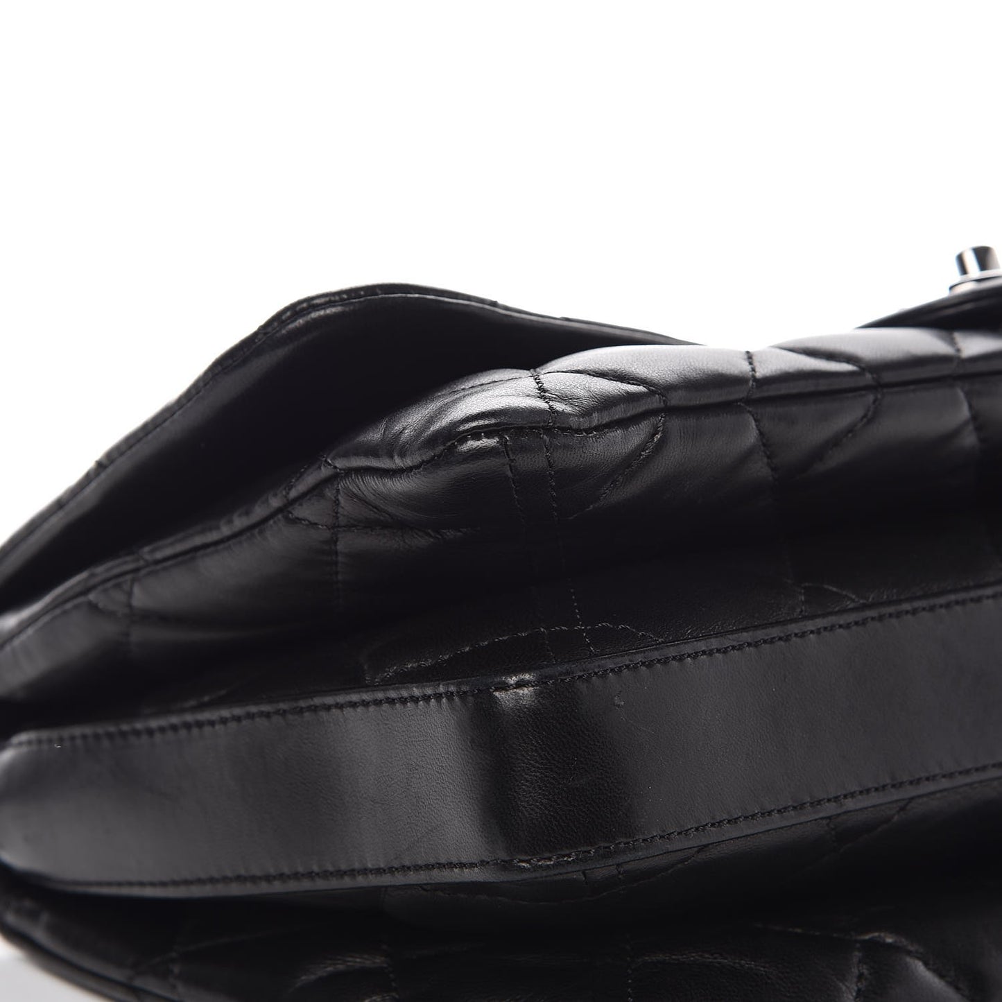 Lambskin Quilted 3 Accordion Flap Bag Black