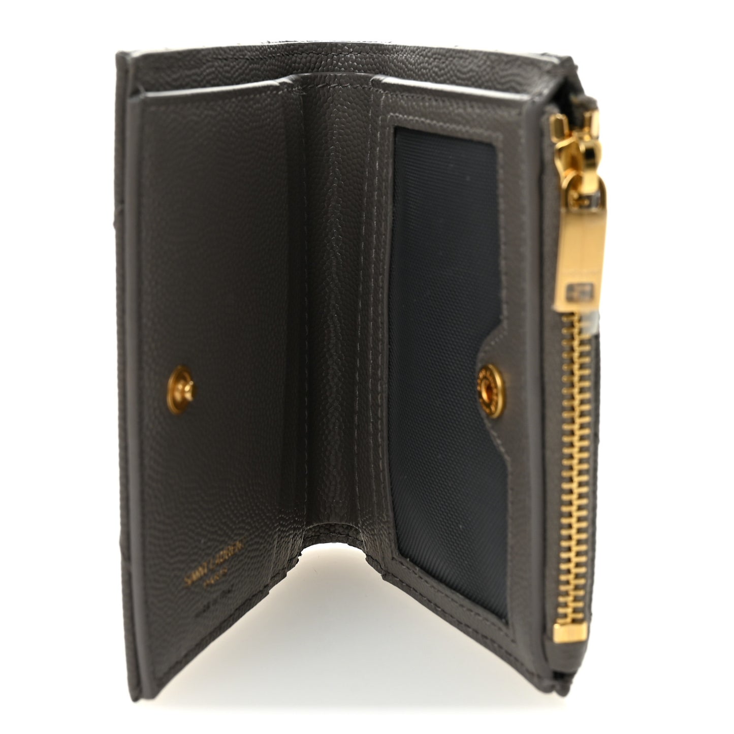 Grain De Poudre Matelasse Chevron Monogram Zipped Card Case Tech Fog