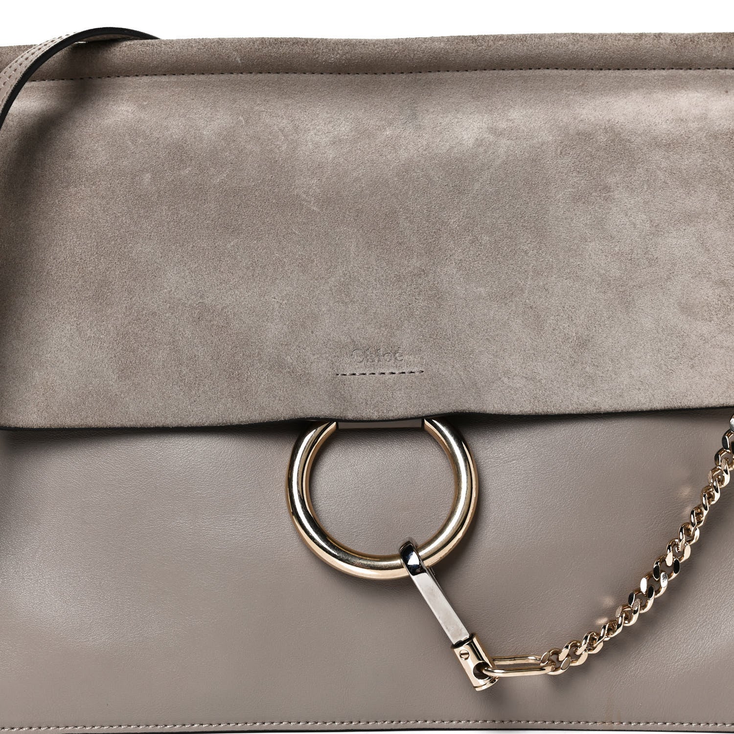 Chloe Calfskin Suede Medium Faye Shoulder Bag Motty Grey 7 of 12