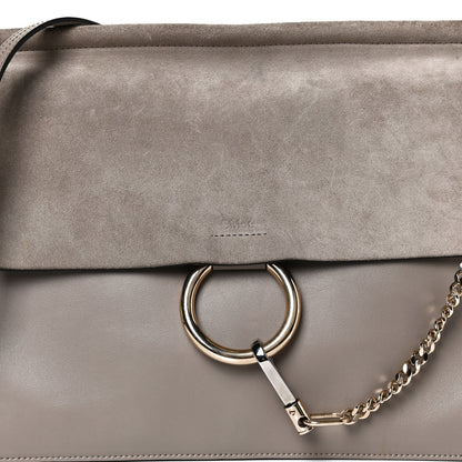 Chloe Calfskin Suede Medium Faye Shoulder Bag Motty Grey 7 of 12