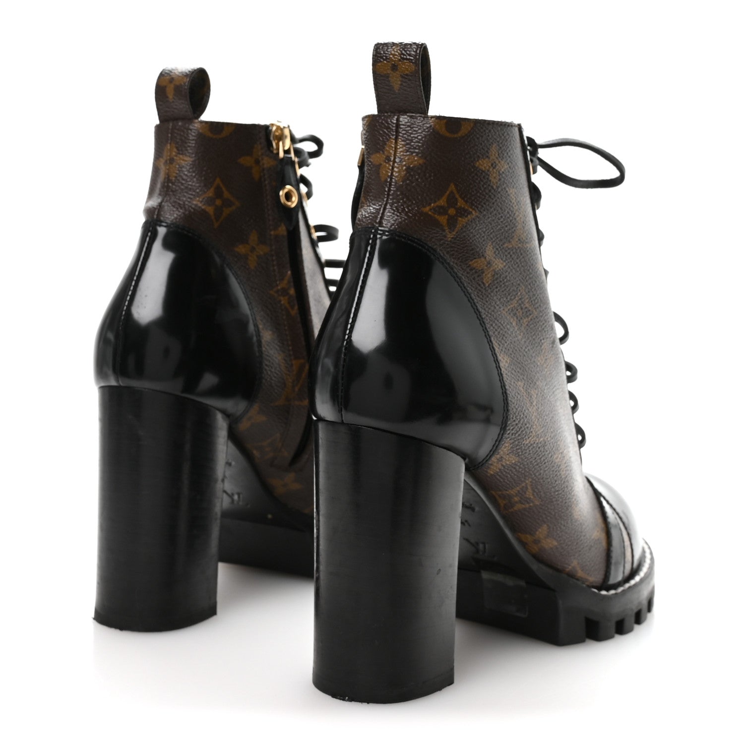 Louis Vuitton Patent Calfskin Monogram Star Trail Ankle Boots 41 Black 5 of 8
