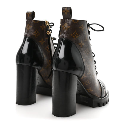 Louis Vuitton Patent Calfskin Monogram Star Trail Ankle Boots 41 Black 5 of 8