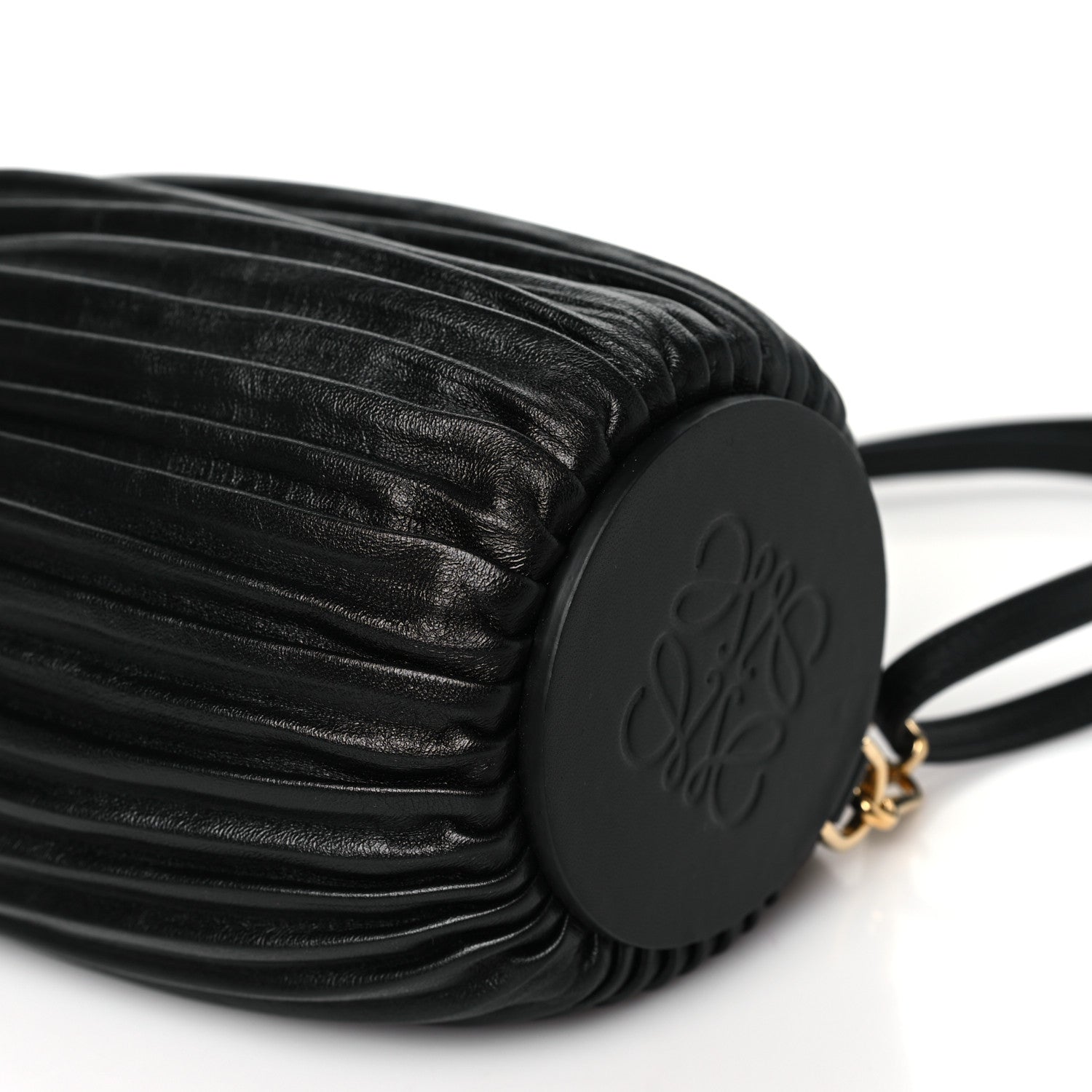 Loewe Lambskin Pleated Bracelet Pouch Shoulder Bag Black 9 of 9