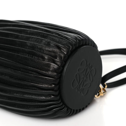 Loewe Lambskin Pleated Bracelet Pouch Shoulder Bag Black 9 of 9