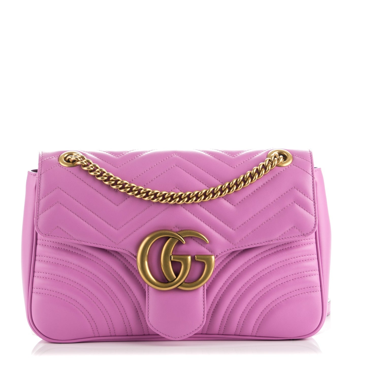 Calfskin Matelasse Medium GG Marmont Shoulder Bag Candy Mousse