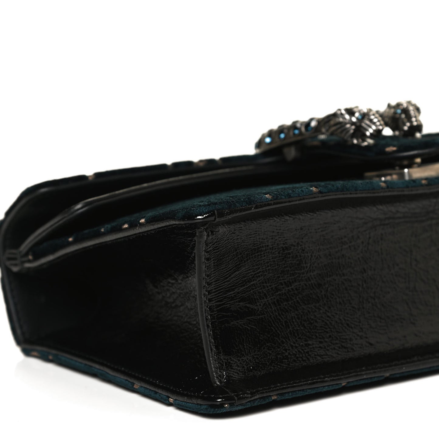 Velvet Skipper Crystal GG Monogram Small Dionysus Shoulder Bag Blue Beige Black