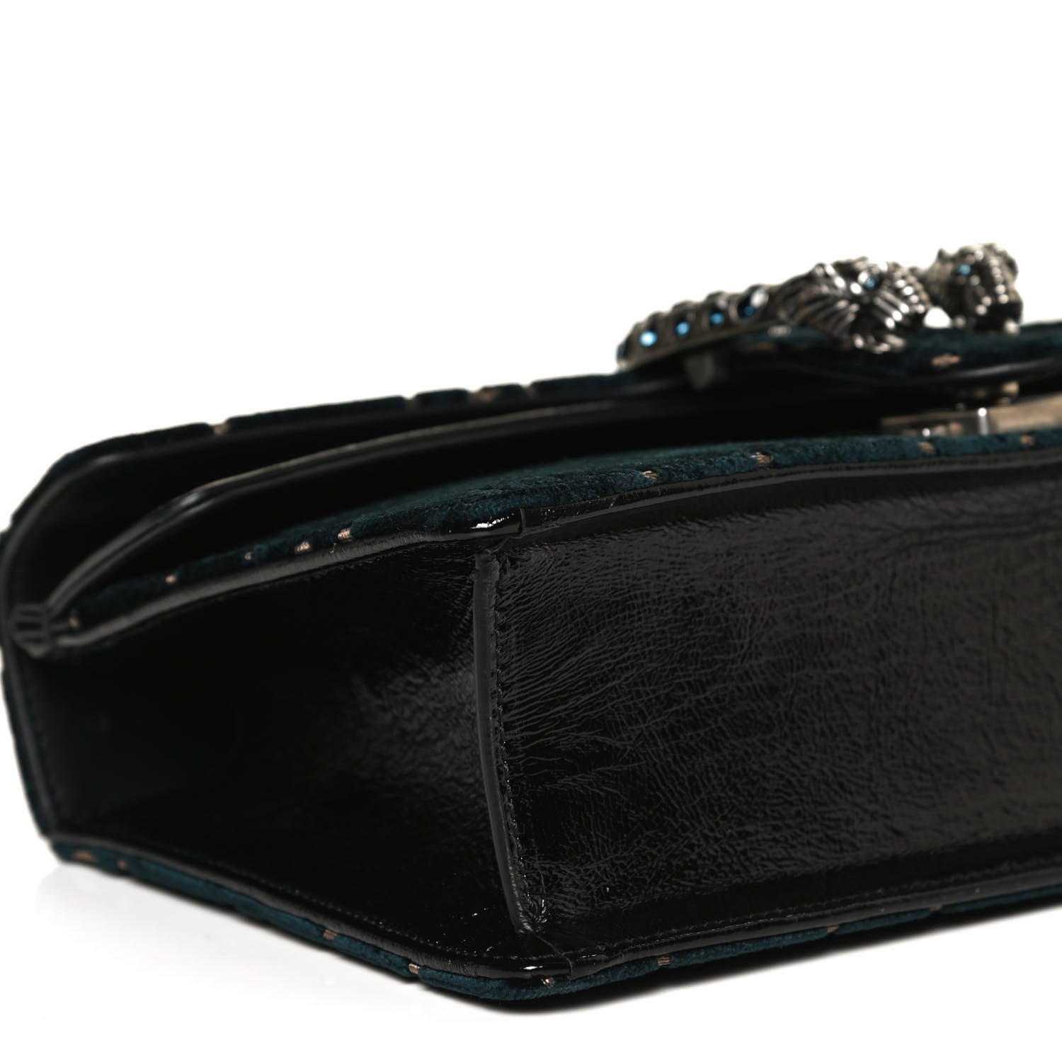 Gucci Velvet Skipper Crystal GG Monogram Small Dionysus Shoulder Bag Blue Beige Black 10 of 11