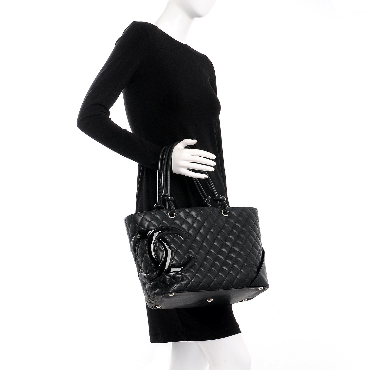 Chanel Calfskin Quilted Large Cambon Tote Black 2 of 15