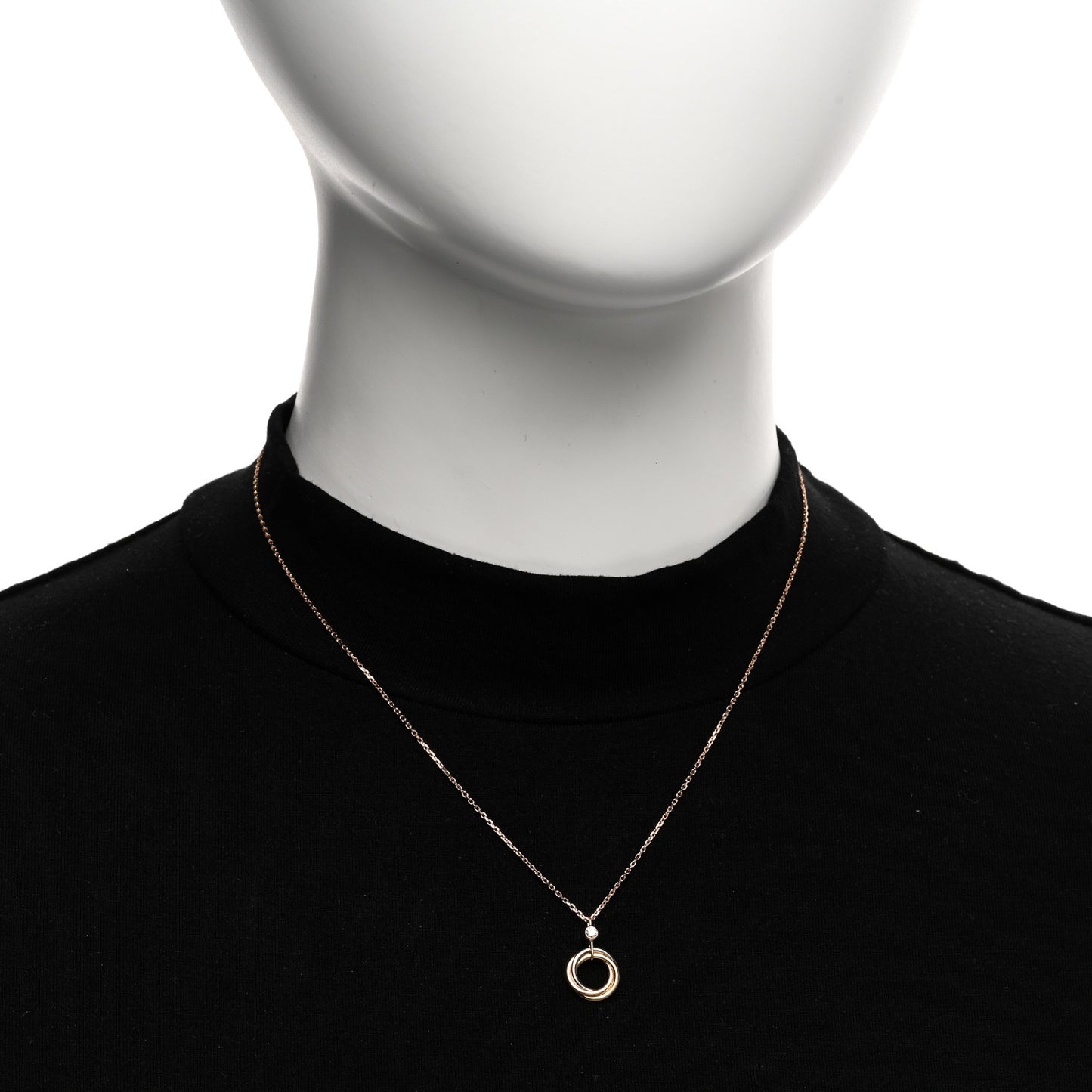 18K Pink Yellow White Gold Diamond Trinity Pendant Necklace