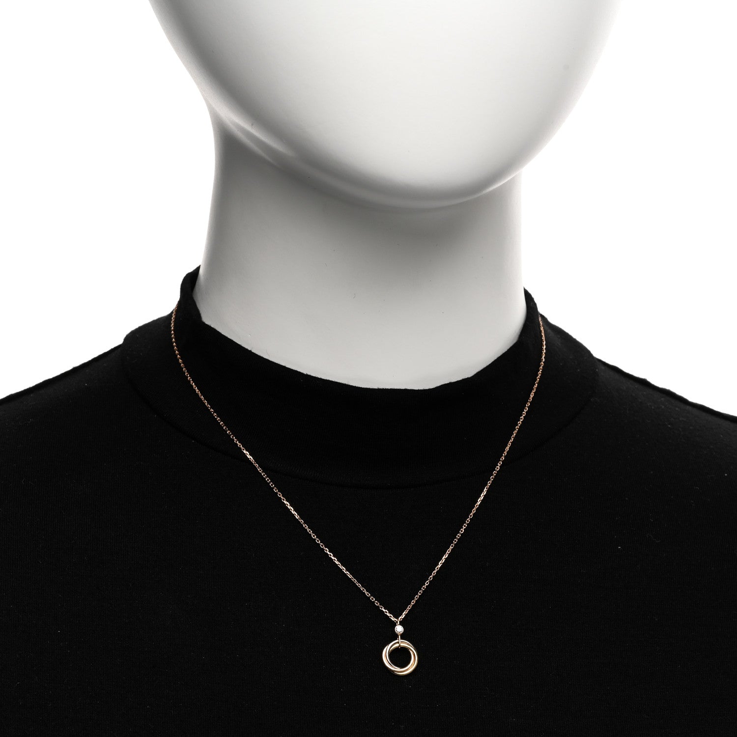 Cartier 18K Pink Yellow White Gold Diamond Trinity Pendant Necklace 2 of 5