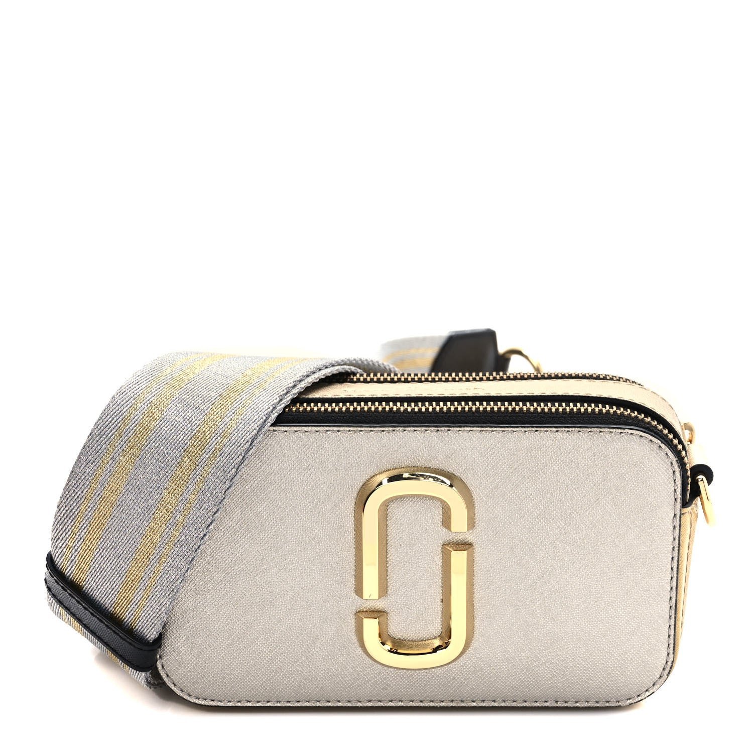 Marc Jacobs Metallic Saffiano Small Snapshot Camera Bag Silver Gold 1 of 9