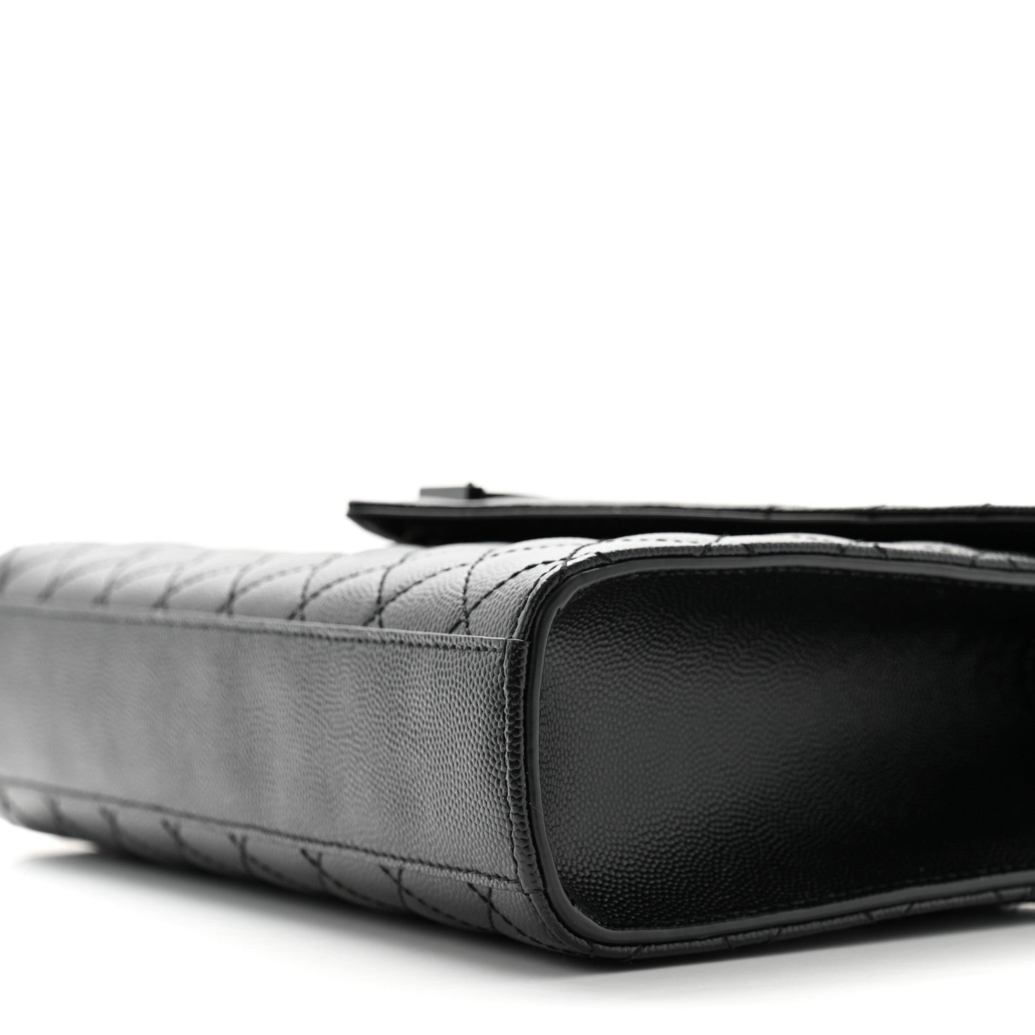 Saint Laurent Grain De Poudre Textured Mixed Matelasse Triquilt Medium Monogram Monochrome Satchel Black 10 of 10