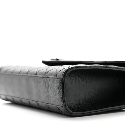 Saint Laurent Grain De Poudre Textured Mixed Matelasse Triquilt Medium Monogram Monochrome Satchel Black 10 of 10