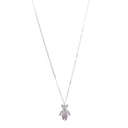 Christian Dior Crystal Teddy Bear Heart Necklace Pink Silver 1 of 5