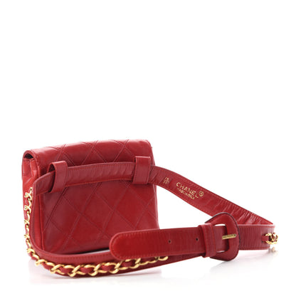 Chanel Calfskin Quilted Flap Waist Belt Bag Red 3 of 12