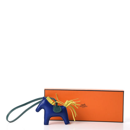 Hermes Milo Lambskin Grigri Rodeo Horse Bag Charm PM Bleu Electrique Lime Malachite 4 of 4