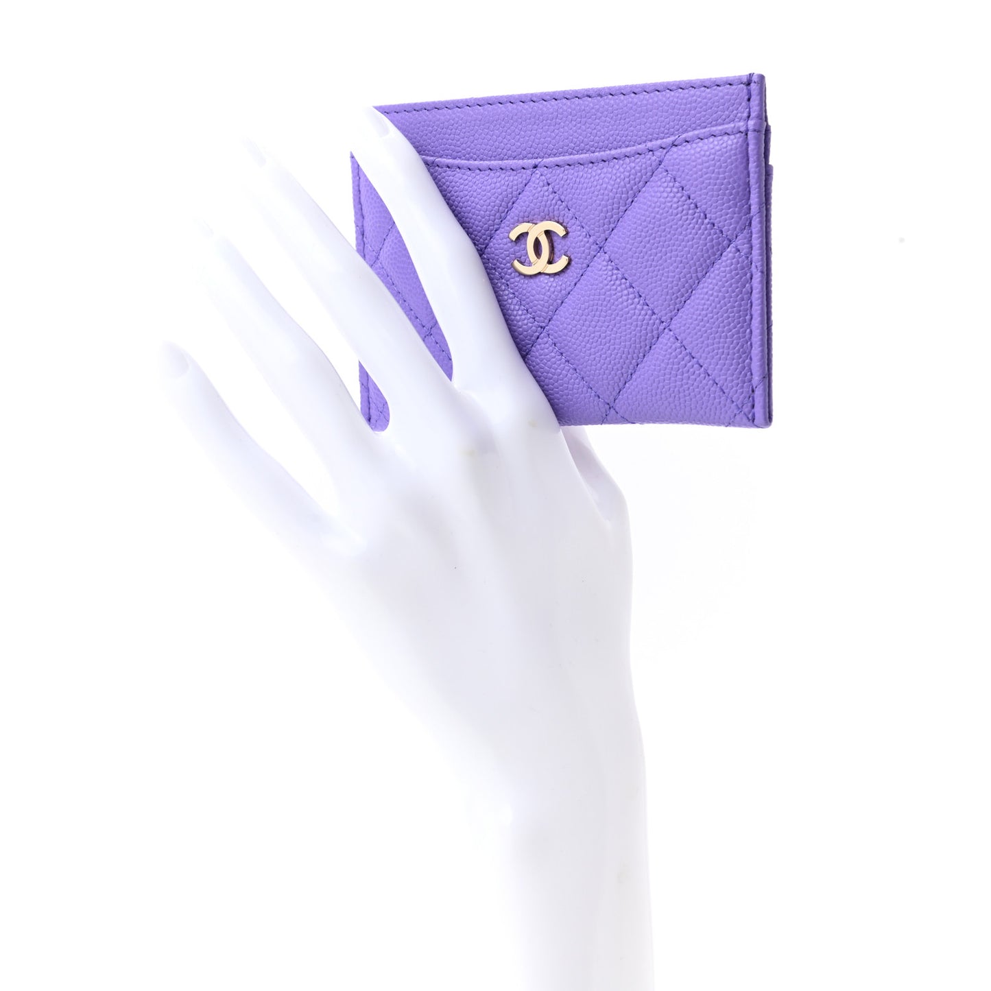 Caviar Quilted Card Holder Purple