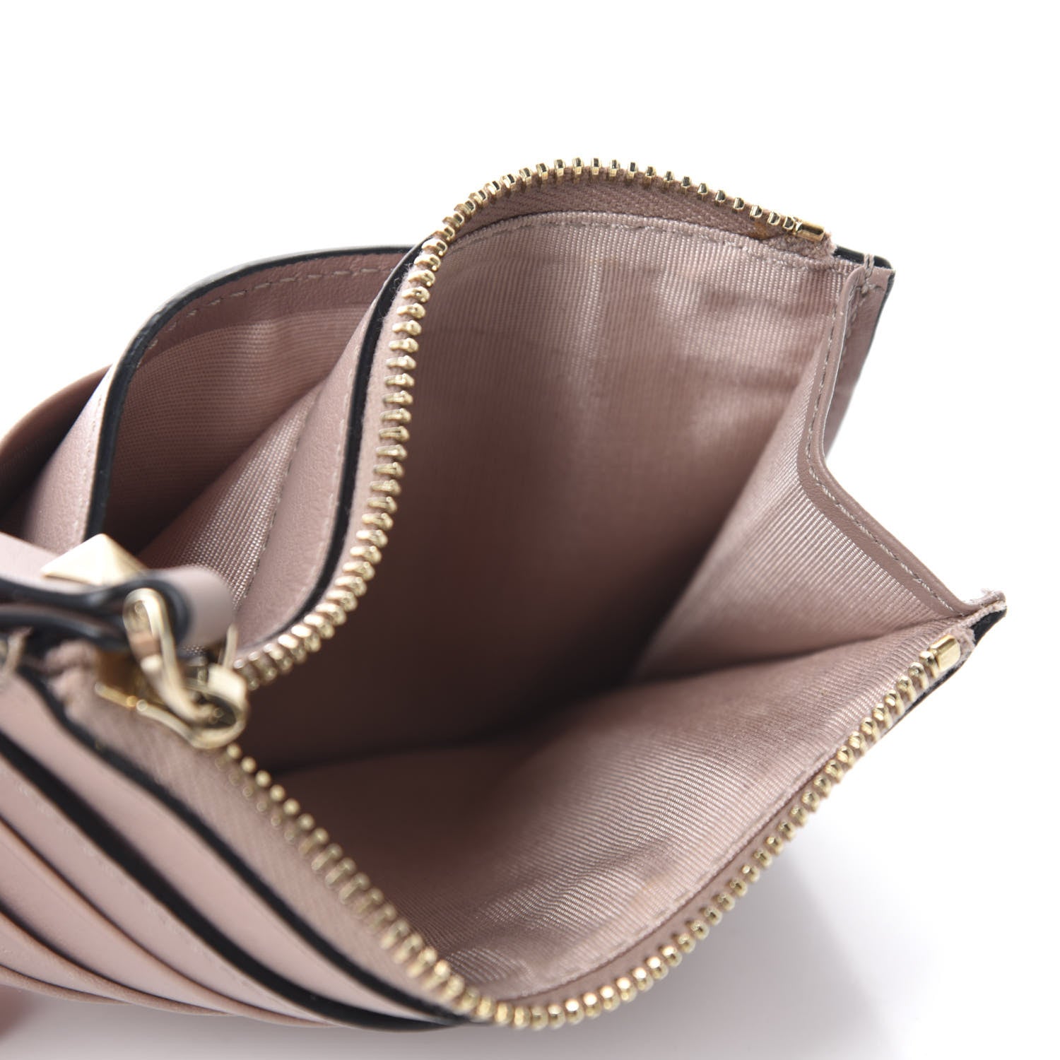 Valentino Garavani Calfskin Rockstud Coin Case Card Holder Poudre 5 of 7