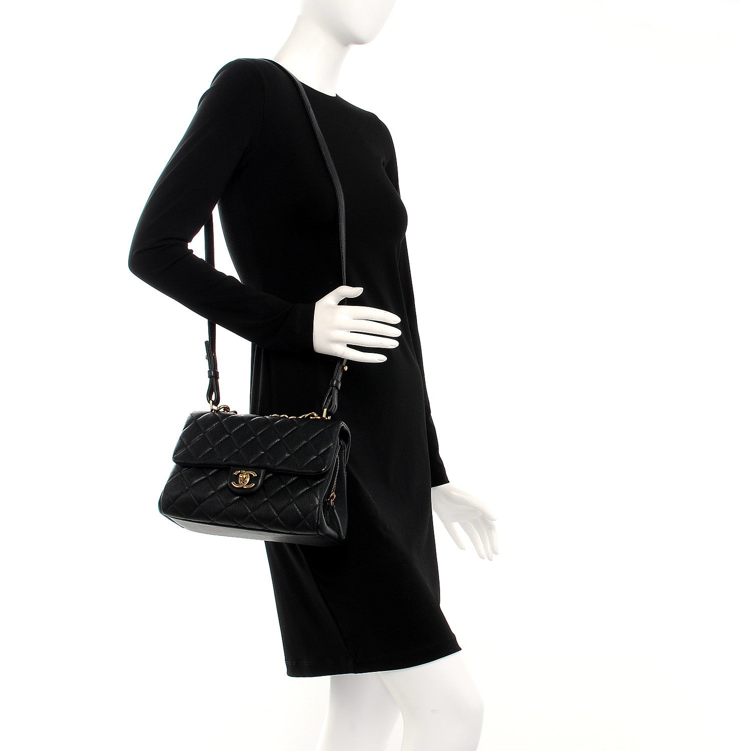 Chanel Shiny Sheepskin Quilted Small Trapezio Flap Black 2 of 7
