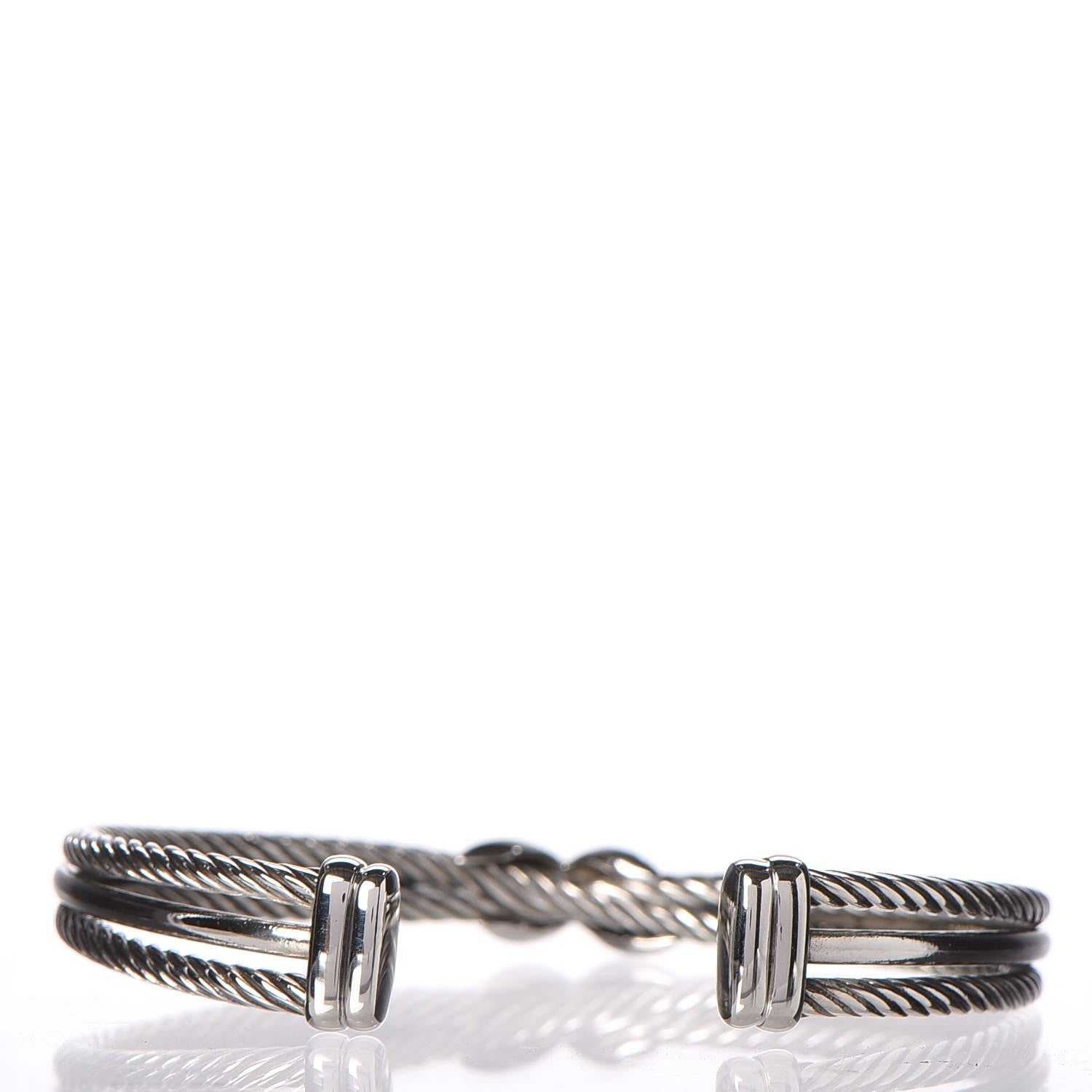 David Yurman Sterling Silver Diamond 7mm X Crossover Cuff 3 of 4