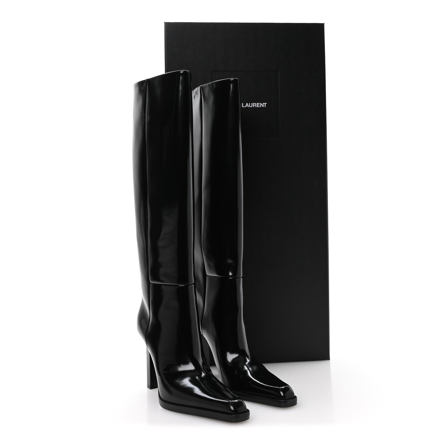 Saint Laurent Vitello Marilyn Nina 95 Knee High Boots 39 Black 8 of 8