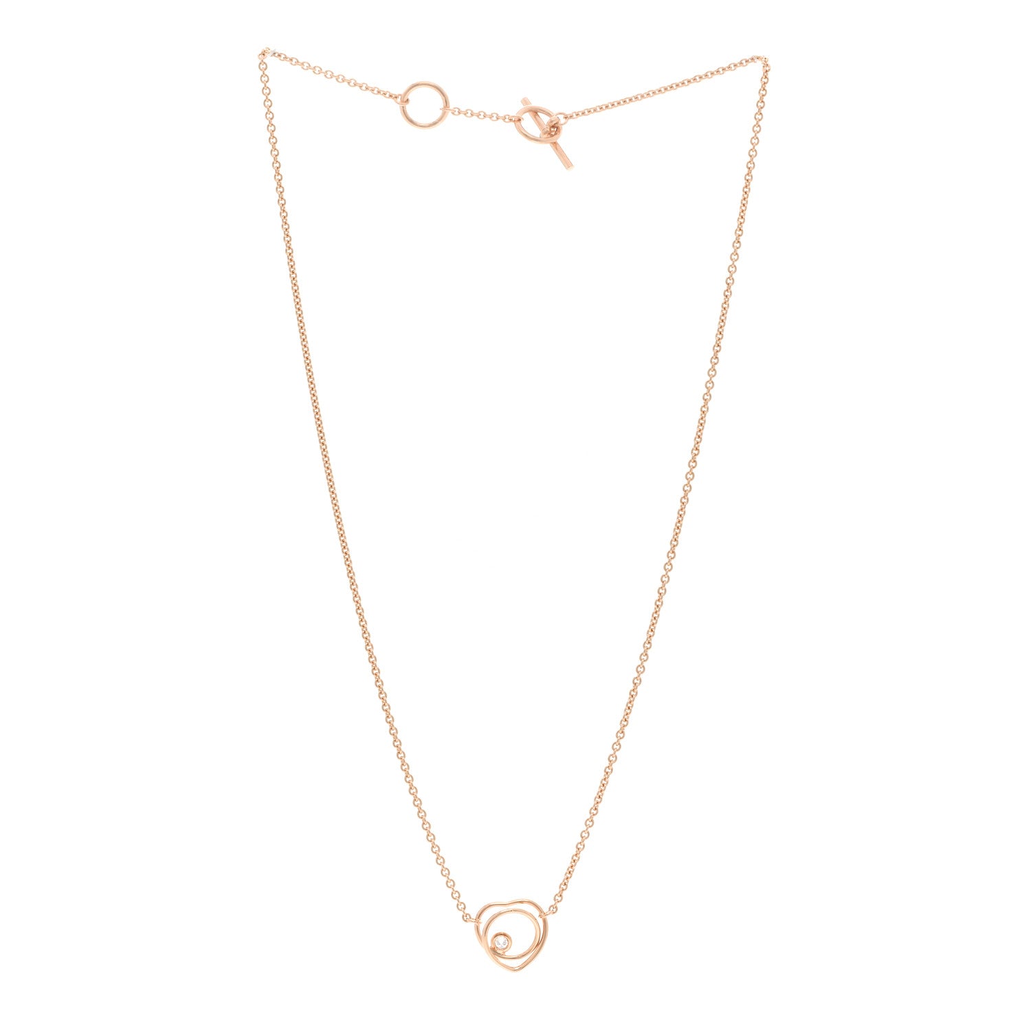 Hermes 18K Rose Gold Diamond TPM Vertige Coeur Necklace ST 3 of 5