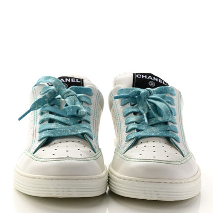 Chanel Calfskin Womens Logo Sneakers 40 White Blue 2 of 9