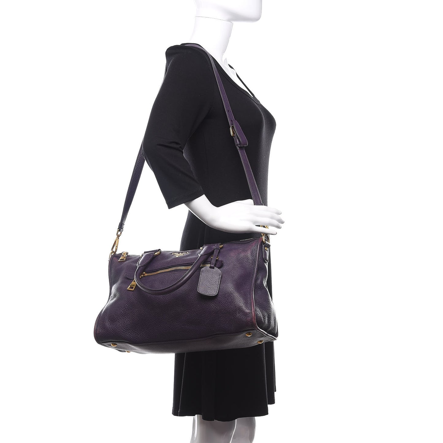 Vitello Daino Shopping Satchel Uva
