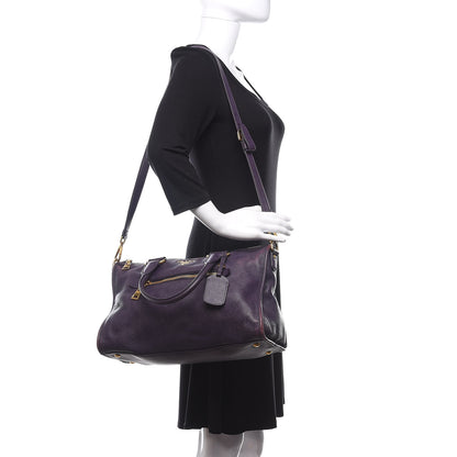 Prada Vitello Daino Shopping Satchel Uva 2 of 11