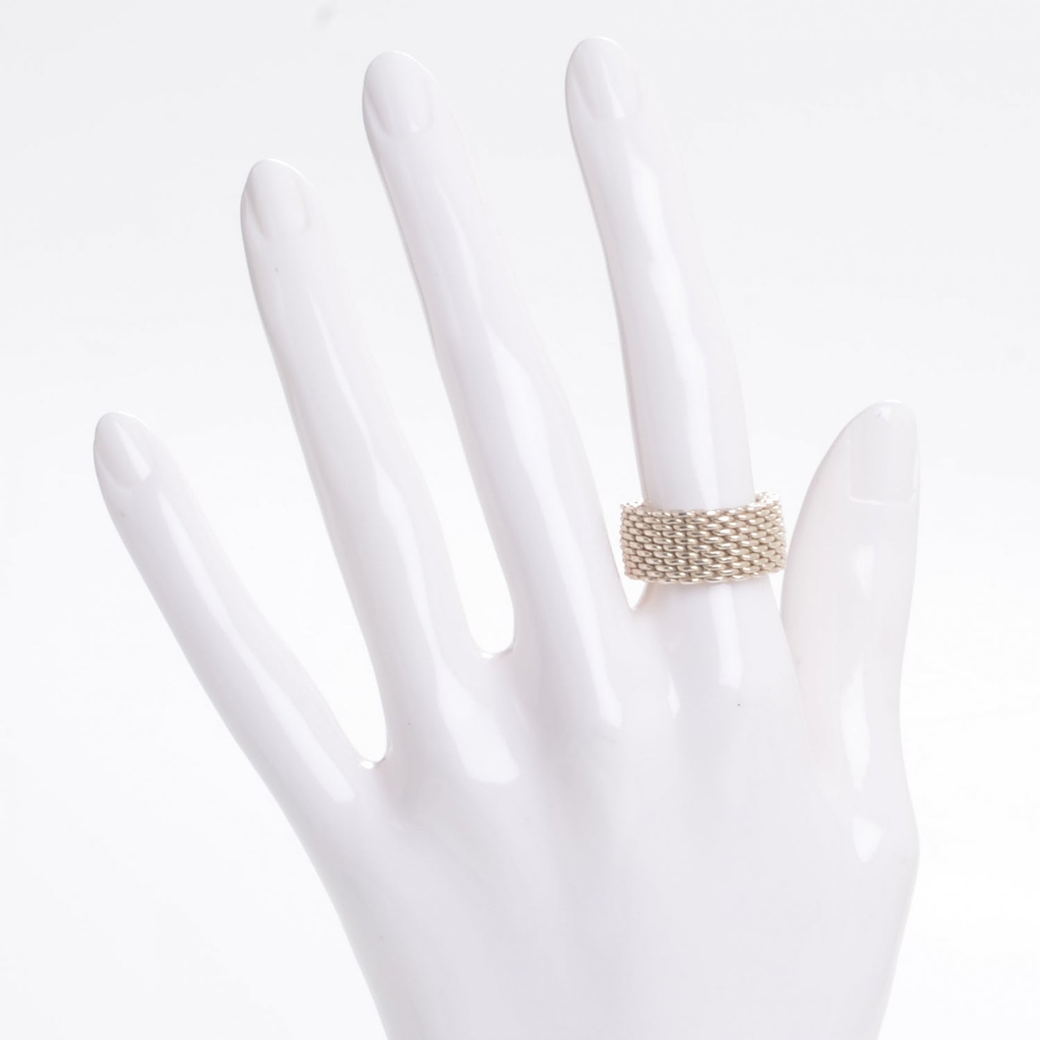 Tiffany Sterling Silver Wide Mesh Somerset Ring 7 2 of 5