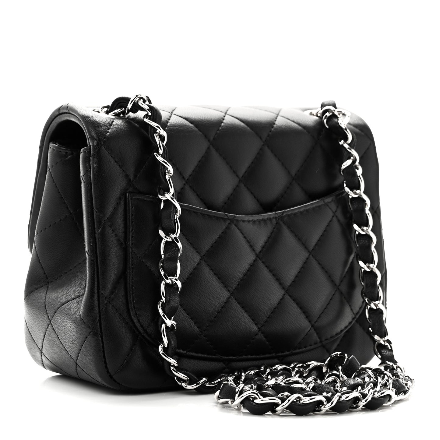 Lambskin Quilted Mini Square Flap Black