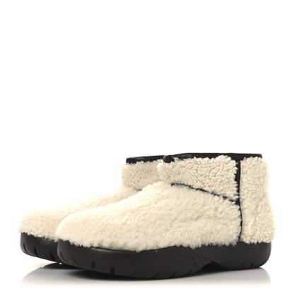 Bottega Veneta Shearling Snap Ankle Boots 40 White 4 of 8