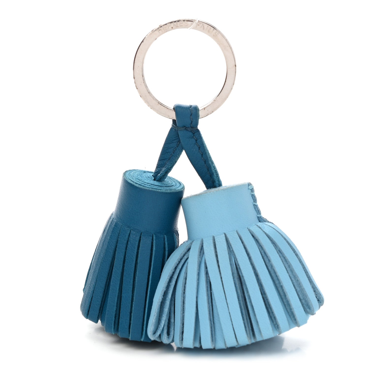 Hermes Lambskin Carmen Uno-Dos Key Holder Cobalt Celeste 1 of 5