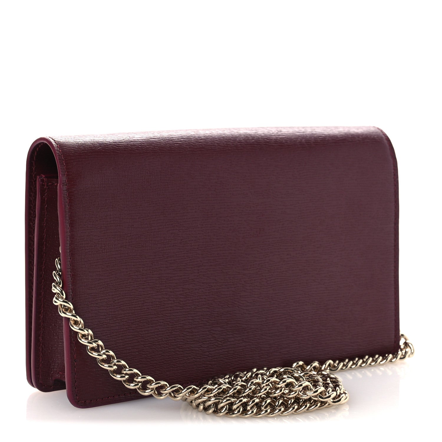 Gucci Textured Calfskin Script Logo Wallet On Chain Rosso Ancora 3 of 9