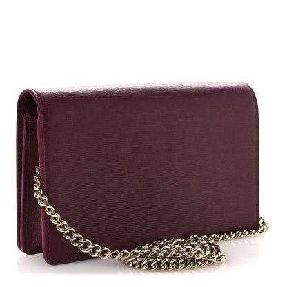 Gucci Textured Calfskin Script Logo Wallet On Chain Rosso Ancora 3 of 9