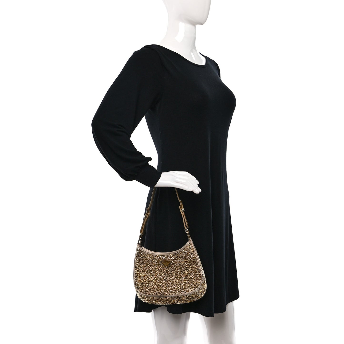Satin Crystal Cleo Adjustable Strap Shoulder Bag Platino