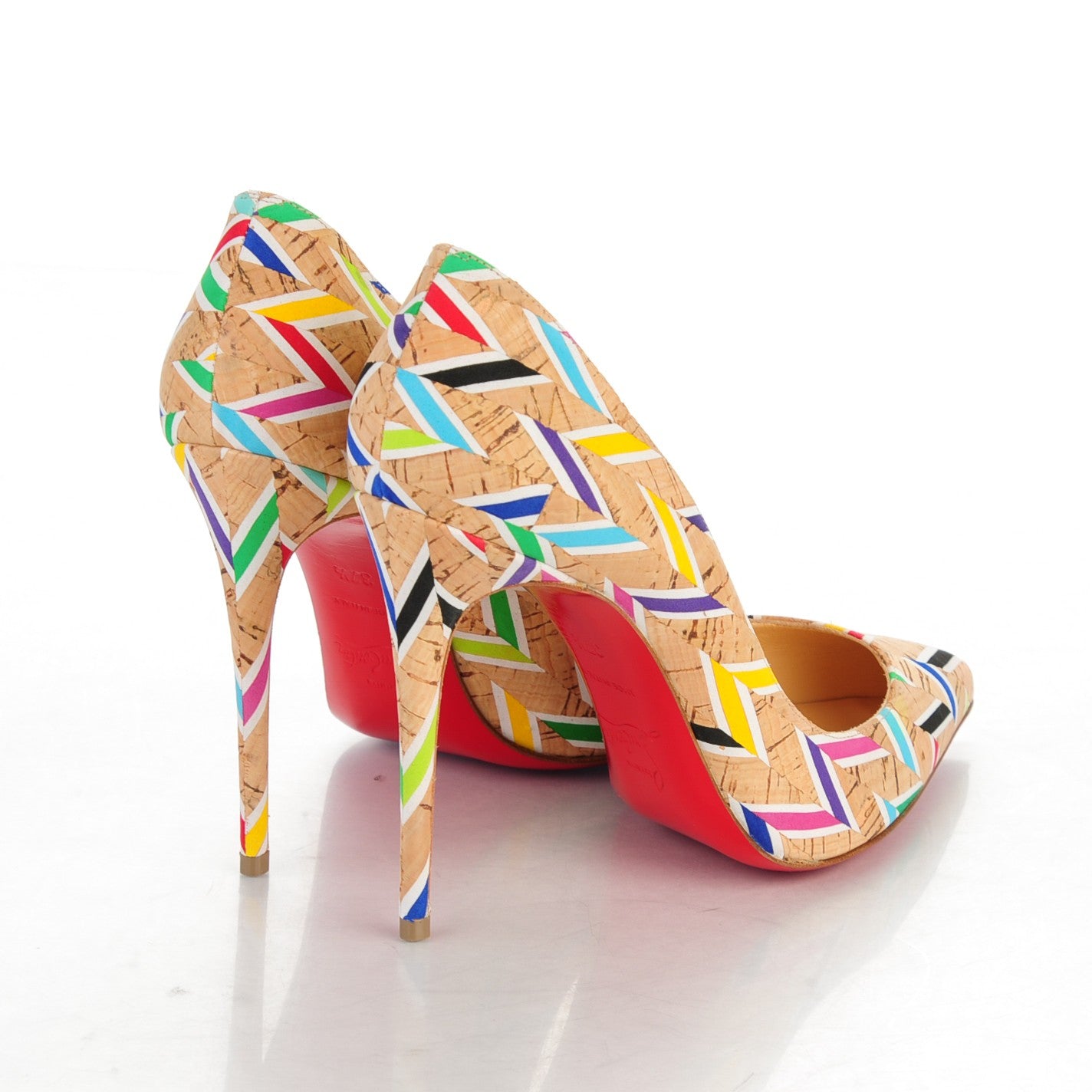 Cork Chevron Print Pigalle Follies 100 Pumps 37.5 Multicolor