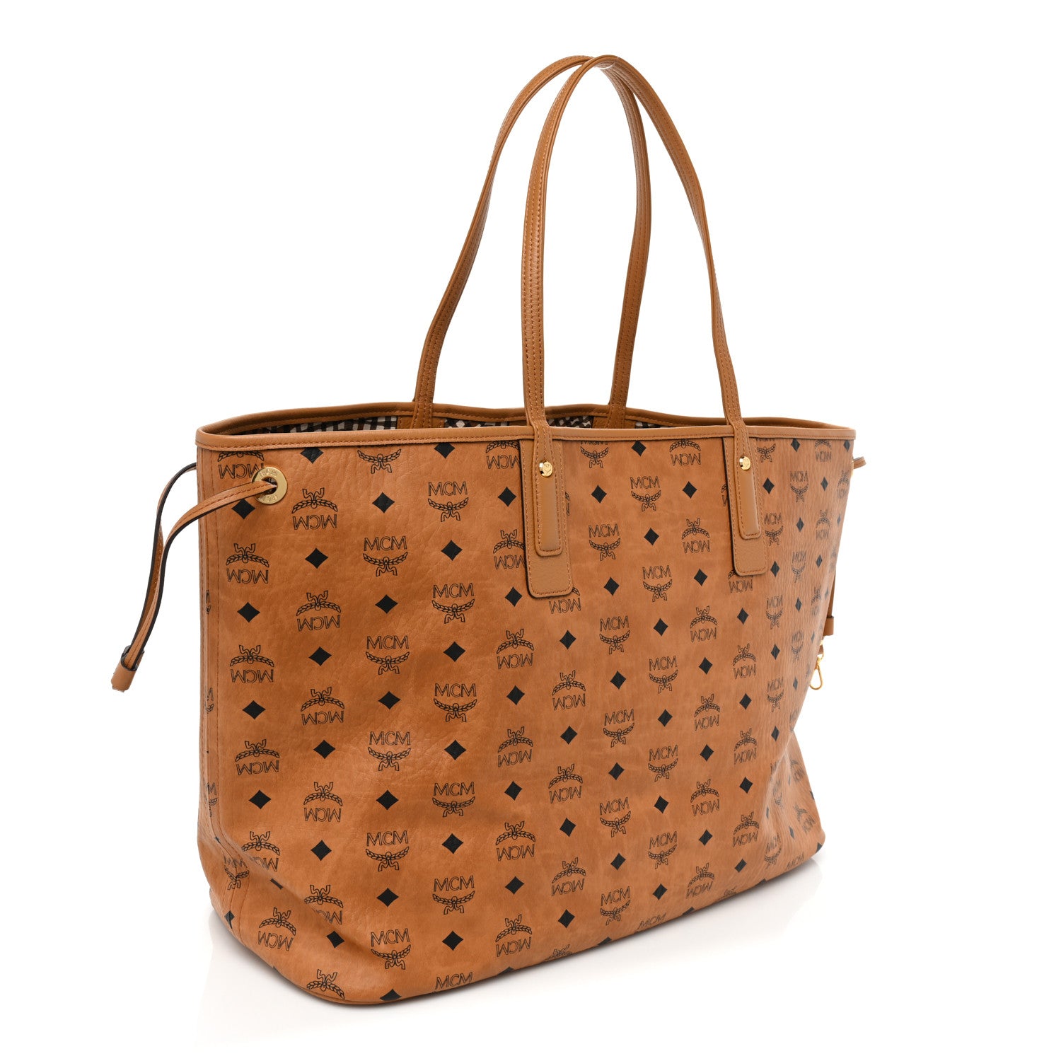 MCM Visetos Large Liz Reversible Shopper Tote Cognac 4 of 16