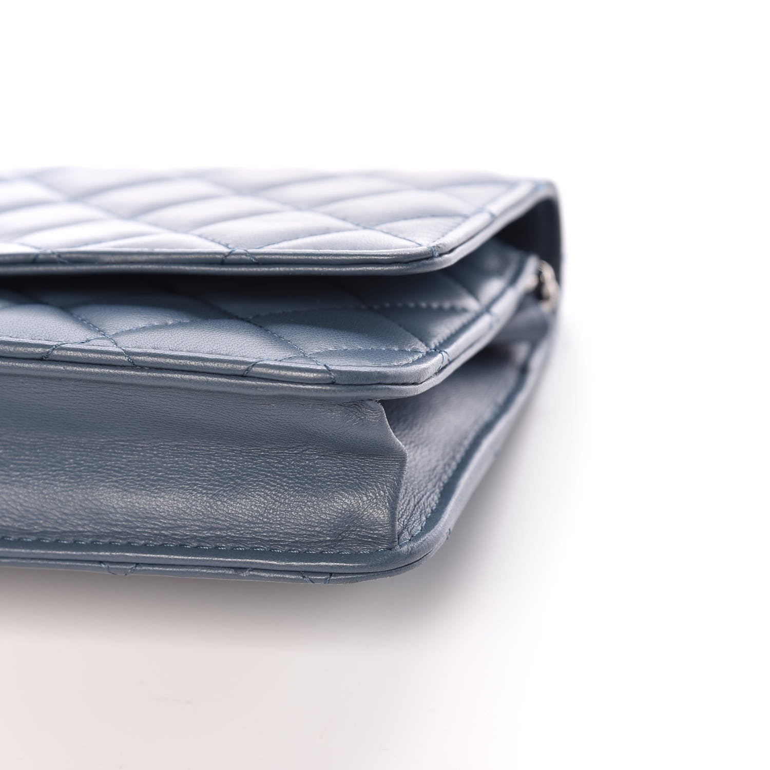 Chanel Lambskin Quilted Wallet On Chain WOC Blue 10 of 10