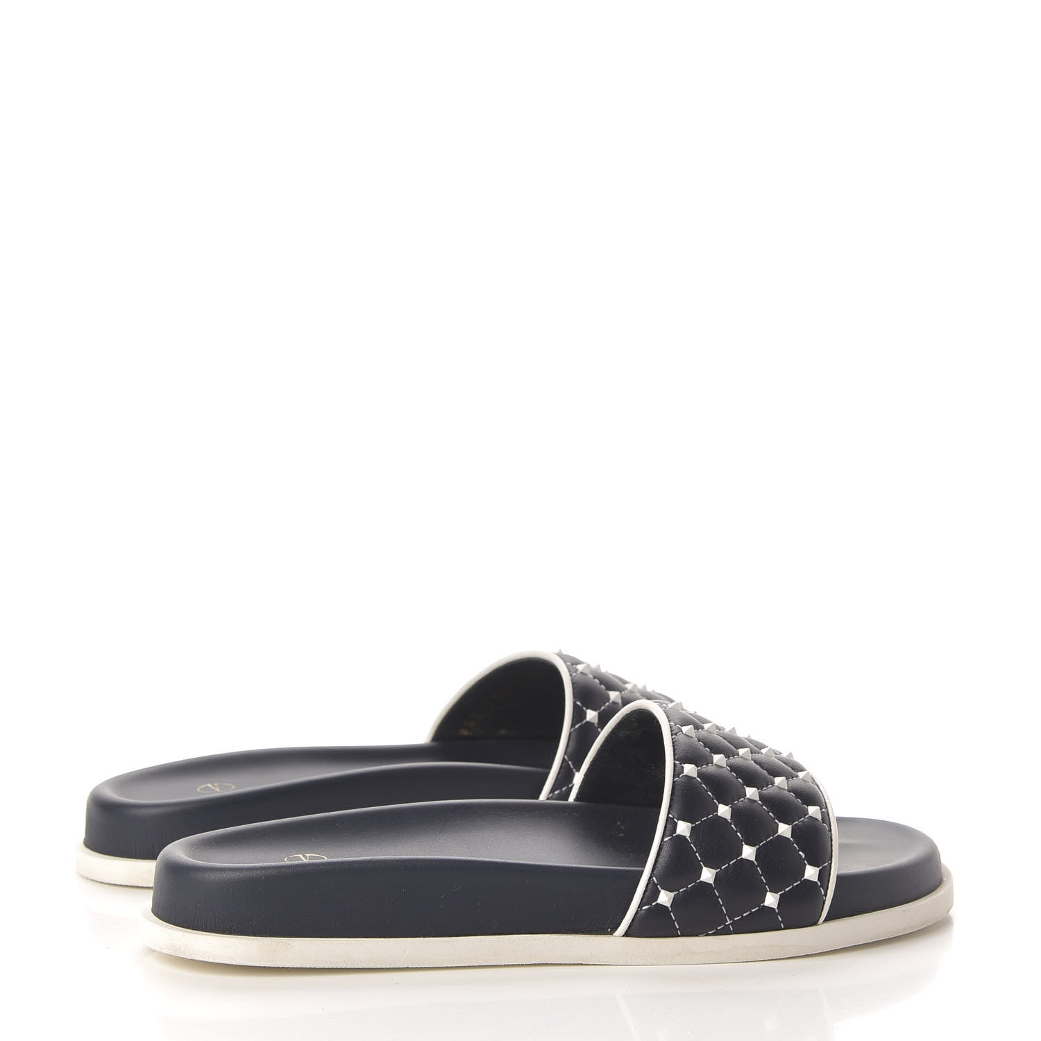 Valentino Garavani Nappa Free Rockstud Spike Pool Slide Sandals 38 Marine 4 of 8