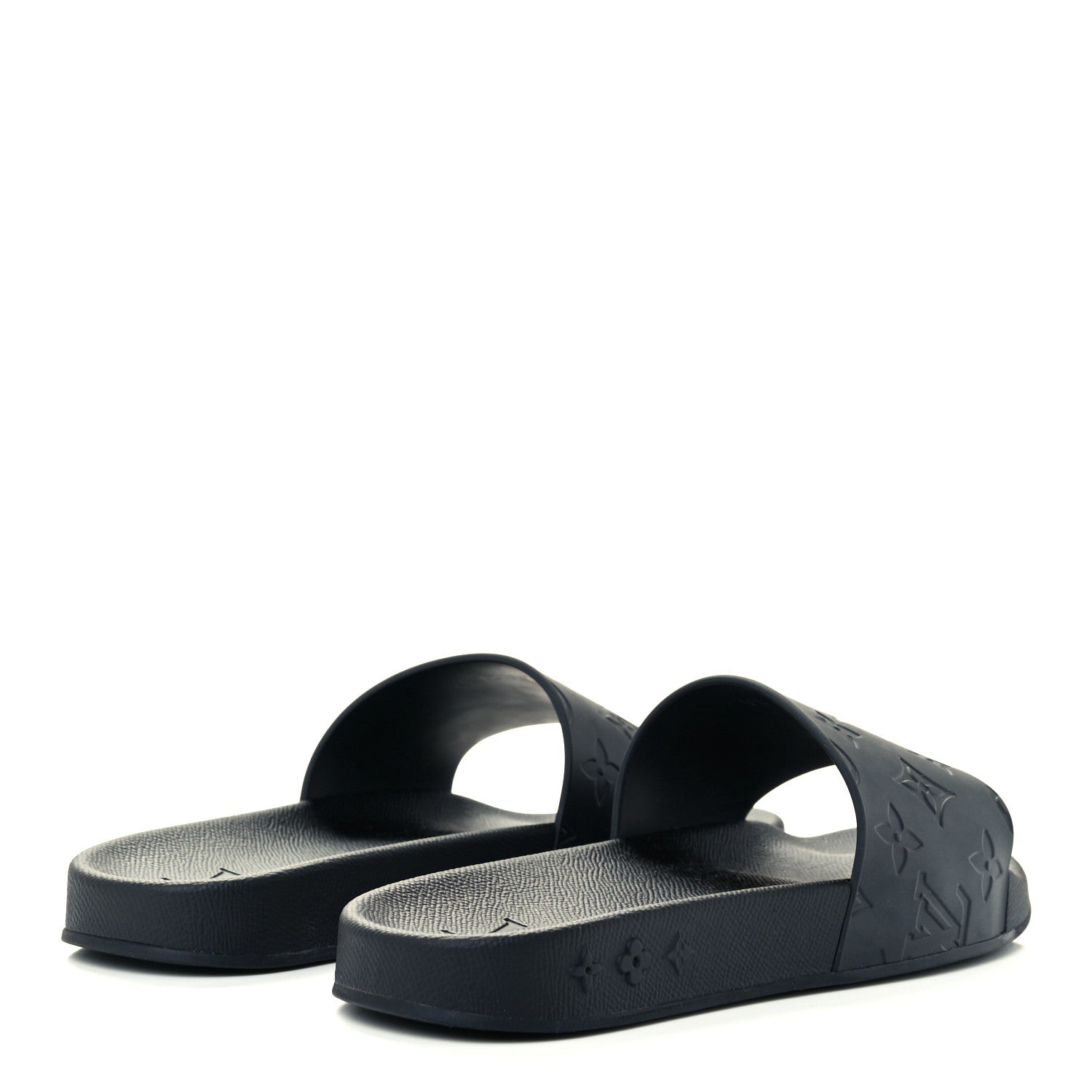 Louis Vuitton Rubber Embossed Monogram Mens Waterfront Mules 6 Black 4 of 10