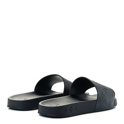 Louis Vuitton Rubber Embossed Monogram Mens Waterfront Mules 6 Black 4 of 10
