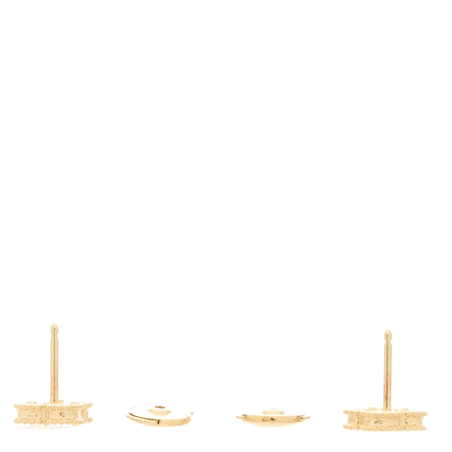 Van Cleef & Arpels 18K Yellow Gold Mother of Pearl Sweet Alhambra Earrings 3 of 4