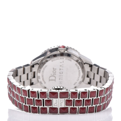 Christian Dior Stainless Steel Diamond Sapphire 33mm Christal Quartz Watch Red 4 of 7
