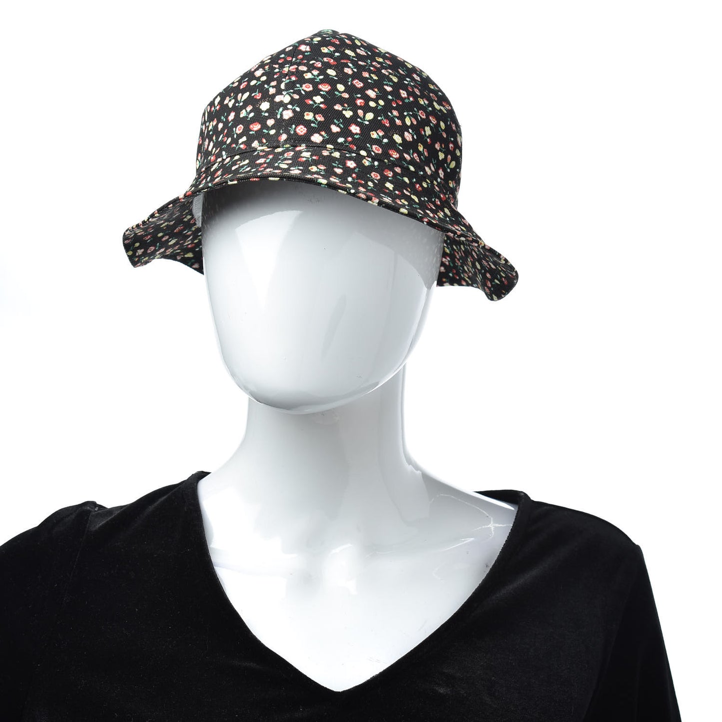 X LIBERTY OF LONDON Canvas Floral Print Bucket Hat S Black Multicolor